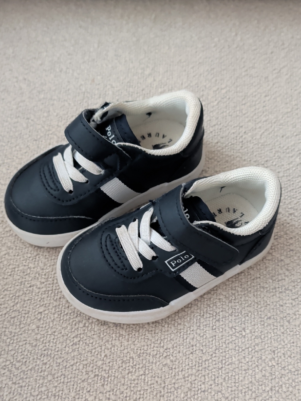 Polo by Ralph Lauren Navy and White Kids Sneakers with Strap Size 4